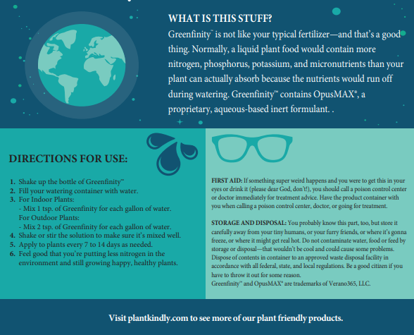 Greenfinity All-In-One Liquid Plant Food for indoor and outdoor plants